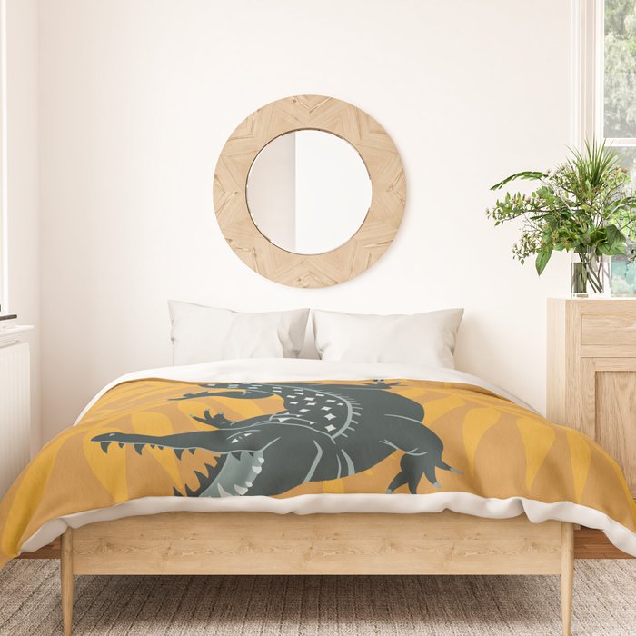 Crocodile - Teal & Ochre Duvet Cover Gallery Image 3