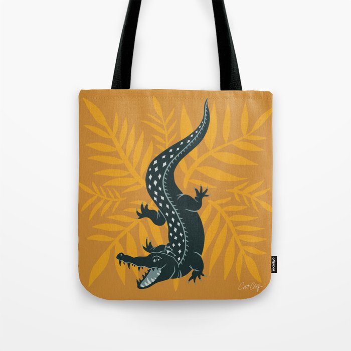 Crocodile - Teal & Ochre Tote Bag Gallery Image 1