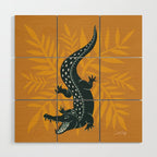 Crocodile - Teal & Ochre Wood Wall Art Gallery Image 1
