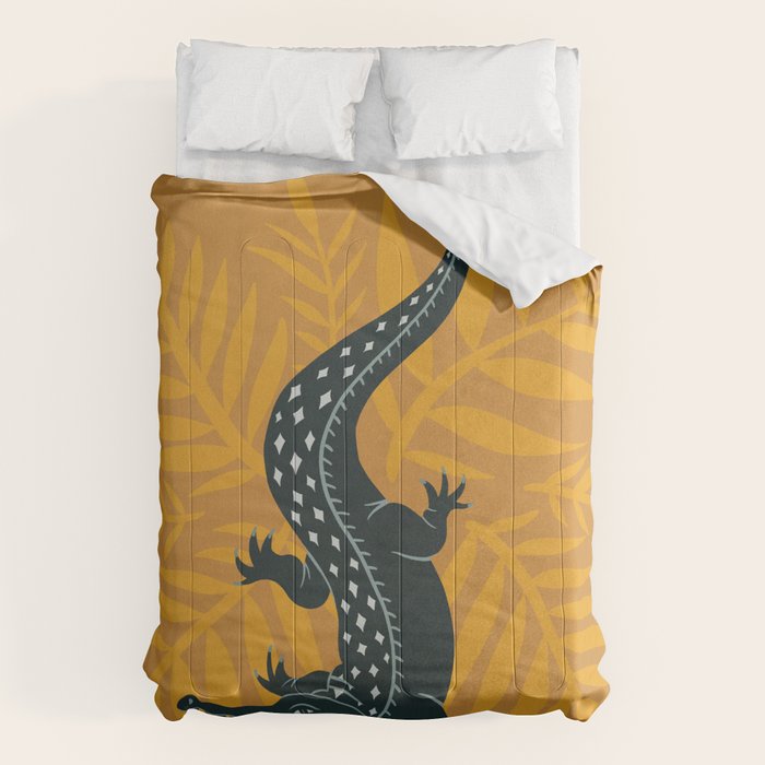 Crocodile - Teal & Ochre Comforter Gallery Image 1