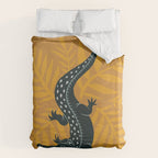 Crocodile - Teal & Ochre Duvet Cover Gallery Image 6