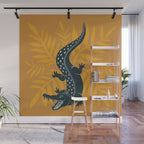 Crocodile - Teal & Ochre Wall Mural Gallery Image 1