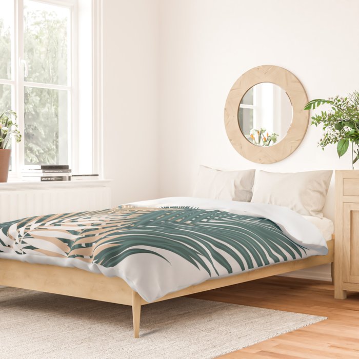 Gold and Green Palm Leaves Duvet Cover Gallery Image 2
