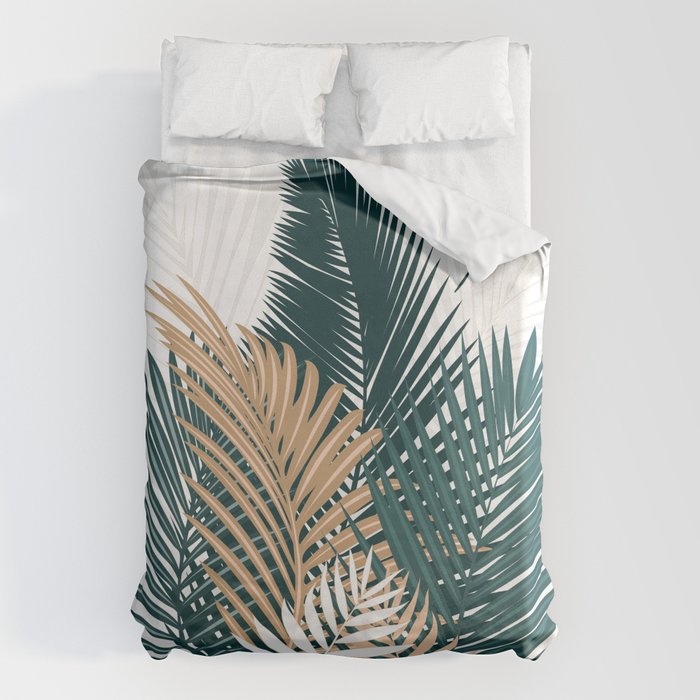 Gold and Green Palm Leaves Duvet Cover Gallery Image 6