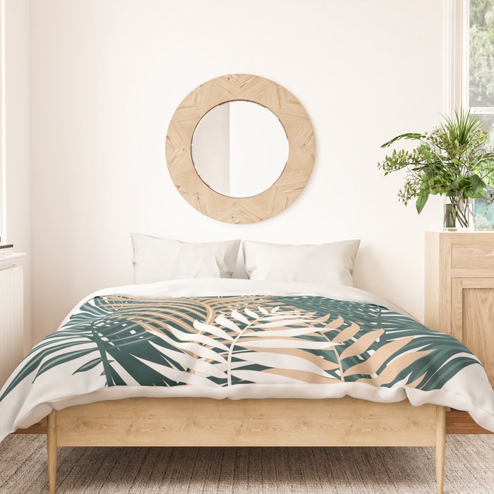 Gold and Green Palm Leaves Duvet Cover Gallery Image 3