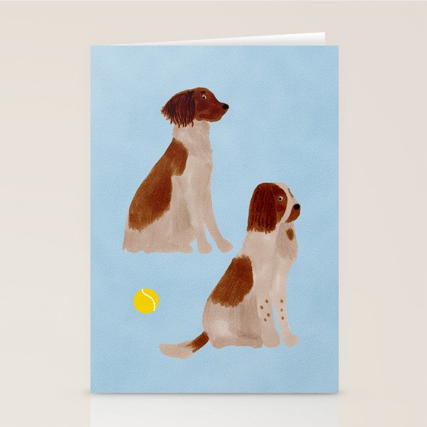 Dogs and a Tennis Ball - Brown and Blue Stationery Card Gallery Image 1