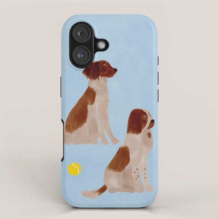Dogs and a Tennis Ball - Brown and Blue iPhone Case Gallery Image 1