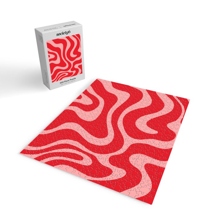 Warped Swirl Marble Pattern (red/pink) Jigsaw Puzzle Gallery Image 2