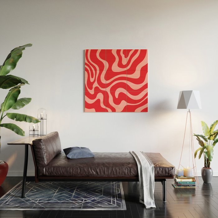 Warped Swirl Marble Pattern (red/pink) Wood Wall Art Gallery Image 2