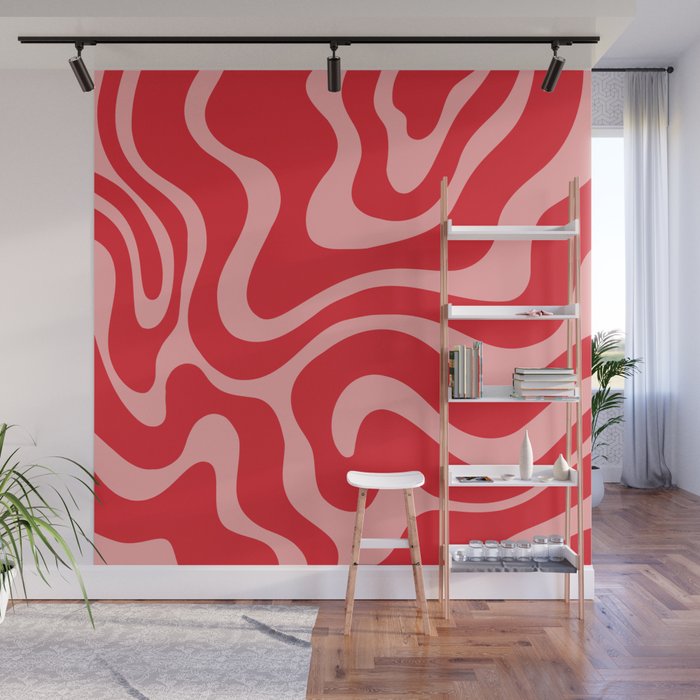 Warped Swirl Marble Pattern (red/pink) Wall Mural Gallery Image 1