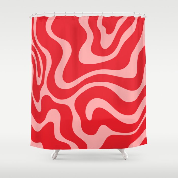 Warped Swirl Marble Pattern (red/pink) Shower Curtain Gallery Image 1