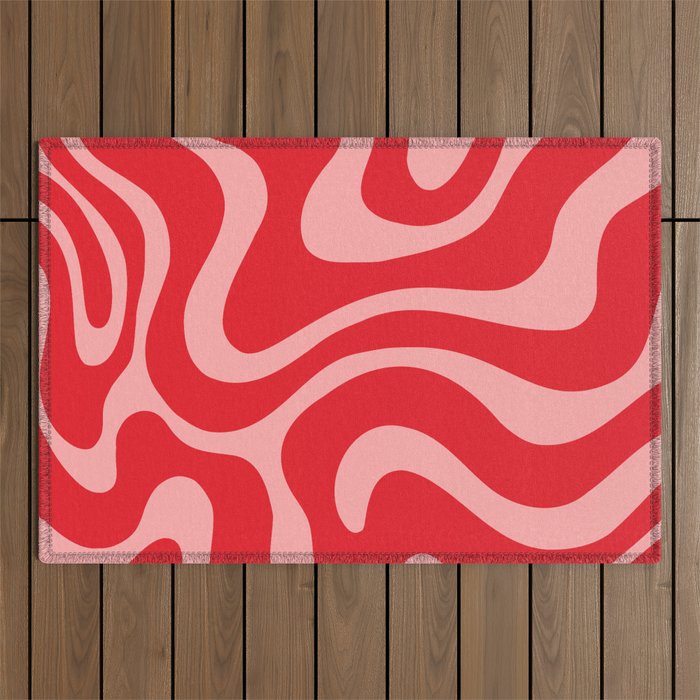 Warped Swirl Marble Pattern (red/pink) Outdoor Rug Gallery Image 1
