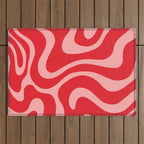 Warped Swirl Marble Pattern (red/pink) Outdoor Rug Gallery Image 1