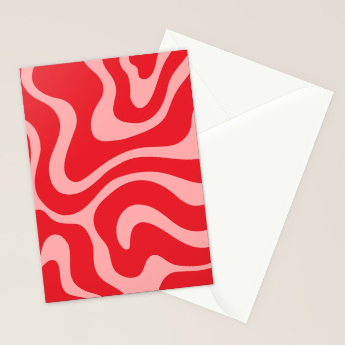 Warped Swirl Marble Pattern (red/pink) Stationery Card Gallery Image 2
