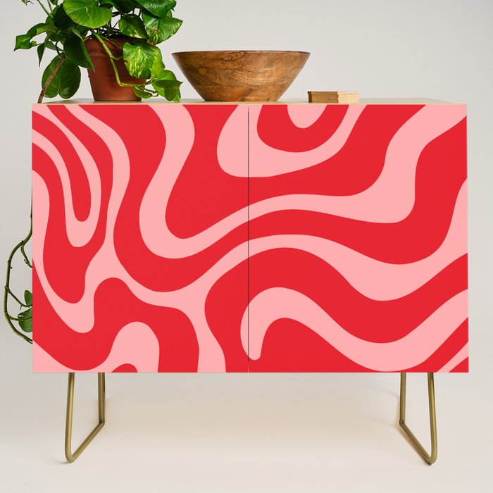 Warped Swirl Marble Pattern (red/pink) Credenza Gallery Image 1