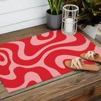 Warped Swirl Marble Pattern (red/pink) Outdoor Rug Gallery Image 2