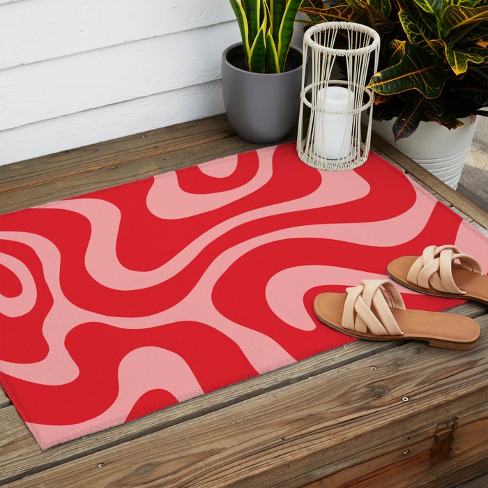 Warped Swirl Marble Pattern (red/pink) Outdoor Rug Gallery Image 2