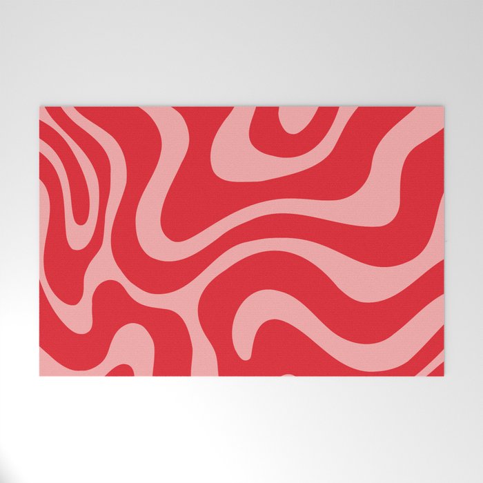 Warped Swirl Marble Pattern (red/pink) Welcome Mat Gallery Image 1