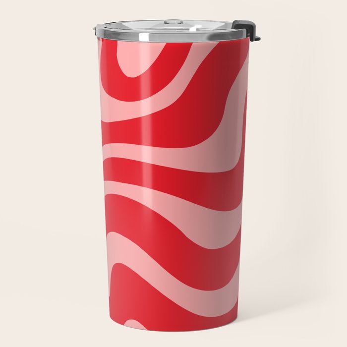 Warped Swirl Marble Pattern (red/pink) Travel Mug Gallery Image 2