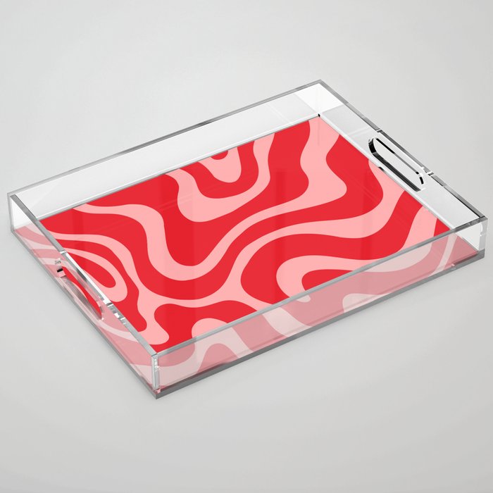 Warped Swirl Marble Pattern (red/pink) Acrylic Tray Gallery Image 1