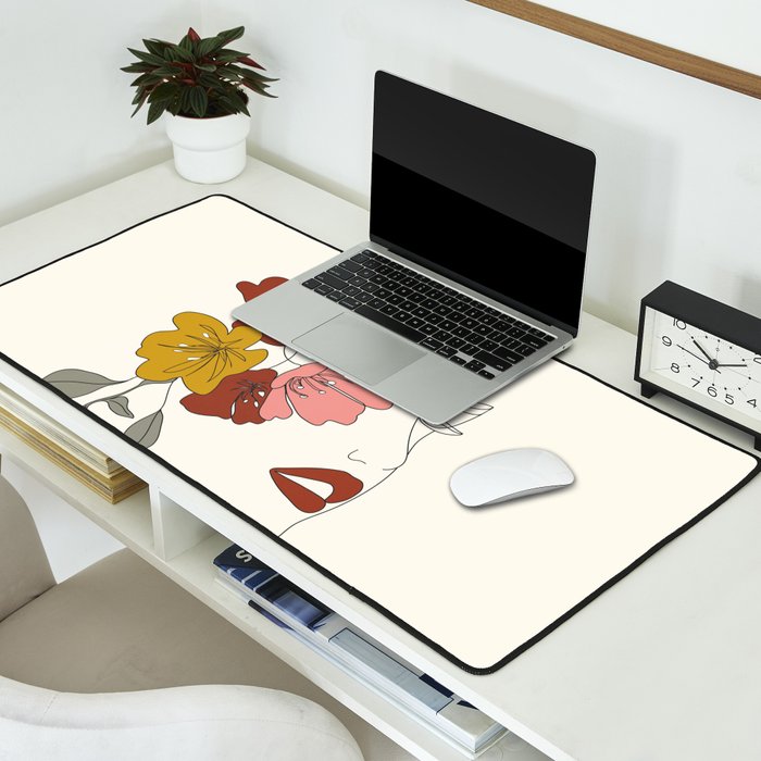 Colorful Thoughts Minimal Line Art Woman Face I Desk Mat Gallery Image 2