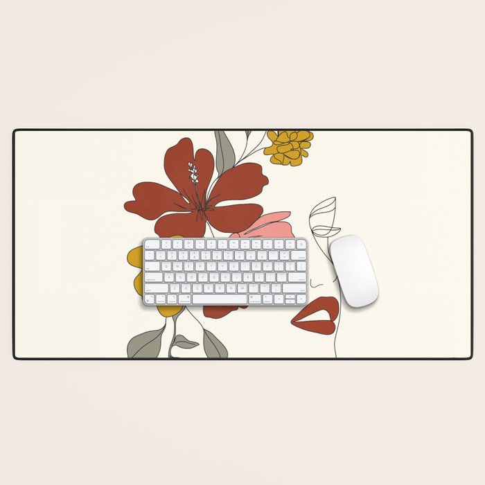 Colorful Thoughts Minimal Line Art Woman Face I Desk Mat Gallery Image 1