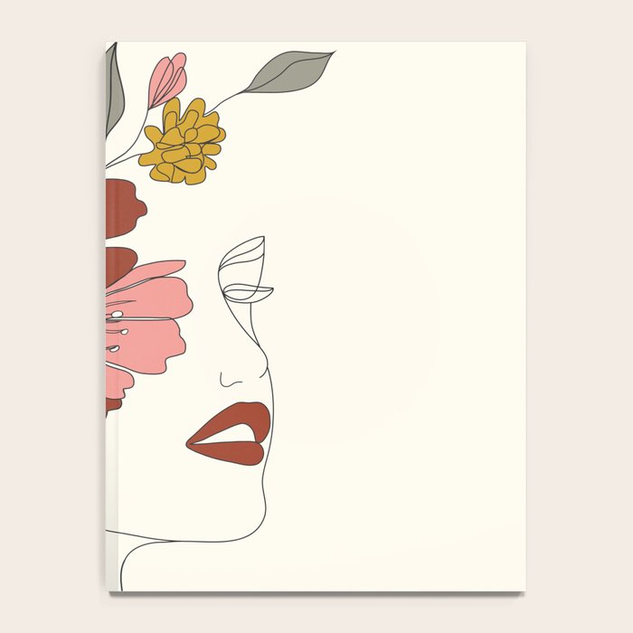 Colorful Thoughts Minimal Line Art Woman Face I Notebook Gallery Image 4