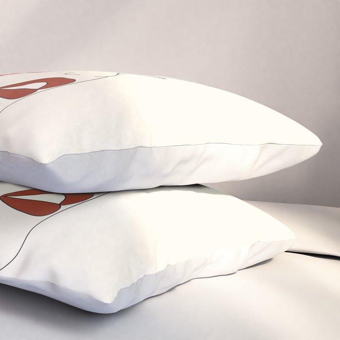 Colorful Thoughts Minimal Line Art Woman Face I Pillow Sham Gallery Image 3