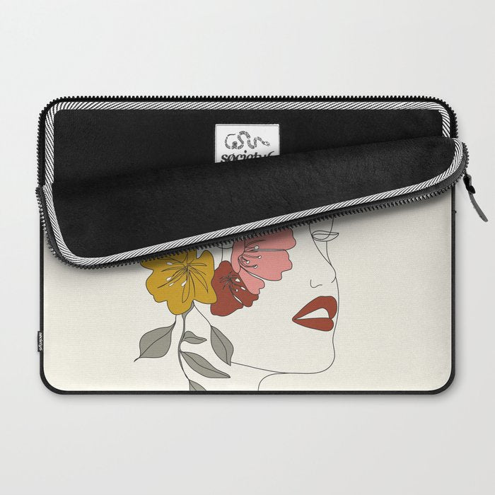 Colorful Thoughts Minimal Line Art Woman Face I Laptop Sleeve Gallery Image 2