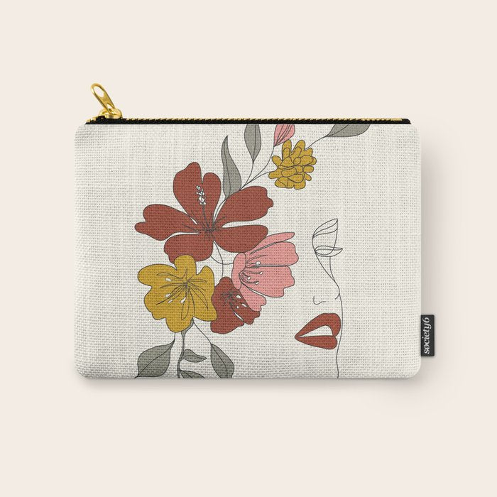 Colorful Thoughts Minimal Line Art Woman Face I Carry All Pouch Gallery Image 1