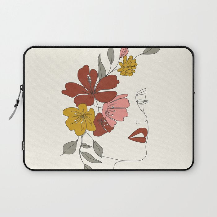 Colorful Thoughts Minimal Line Art Woman Face I Laptop Sleeve Gallery Image 1