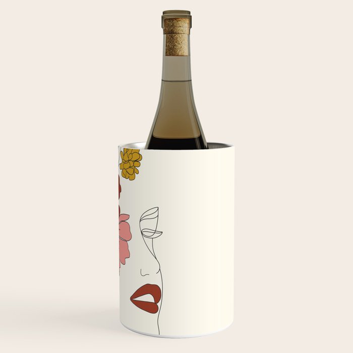 Colorful Thoughts Minimal Line Art Woman Face I Wine Chiller Gallery Image 3
