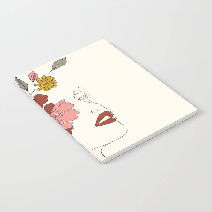 Colorful Thoughts Minimal Line Art Woman Face I Notebook Gallery Image 2