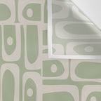 Mid Century Modern Piquet Geometric Multi Abstract Minimalist Pattern in Sage Green and Beige Wall Tapestry Gallery Image 3