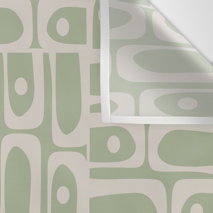 Mid Century Modern Piquet Geometric Multi Abstract Minimalist Pattern in Sage Green and Beige Wall Tapestry Gallery Image 3
