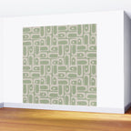 Mid Century Modern Piquet Geometric Multi Abstract Minimalist Pattern in Sage Green and Beige Wall Mural Gallery Image 2