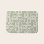 Mid Century Modern Piquet Geometric Multi Abstract Minimalist Pattern in Sage Green and Beige Bath Mat Gallery Image 1