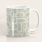 Mid Century Modern Piquet Geometric Multi Abstract Minimalist Pattern in Sage Green and Beige Coffee Mug Gallery Image 1