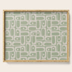 Mid Century Modern Piquet Geometric Multi Abstract Minimalist Pattern in Sage Green and Beige Serving Tray Gallery Image 1