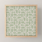 Mid Century Modern Piquet Geometric Multi Abstract Minimalist Pattern in Sage Green and Beige Mini Art Print Gallery Image 1