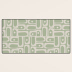Mid Century Modern Piquet Geometric Multi Abstract Minimalist Pattern in Sage Green and Beige Desk Mat Gallery Image 3