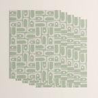 Mid Century Modern Piquet Geometric Multi Abstract Minimalist Pattern in Sage Green and Beige Wrapping Paper Gallery Image 3