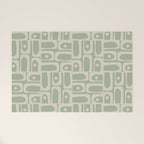 Mid Century Modern Piquet Geometric Multi Abstract Minimalist Pattern in Sage Green and Beige Welcome Mat Gallery Image 1