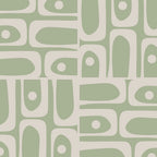 Mid Century Modern Piquet Geometric Multi Abstract Minimalist Pattern in Sage Green and Beige Coffee Mug Gallery Image 2