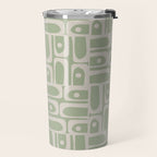 Mid Century Modern Piquet Geometric Multi Abstract Minimalist Pattern in Sage Green and Beige Travel Mug Gallery Image 2
