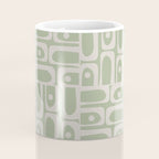 Mid Century Modern Piquet Geometric Multi Abstract Minimalist Pattern in Sage Green and Beige Coffee Mug Gallery Image 4