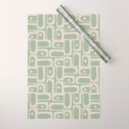 Mid Century Modern Piquet Geometric Multi Abstract Minimalist Pattern in Sage Green and Beige Wrapping Paper Gallery Image 1