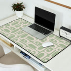 Mid Century Modern Piquet Geometric Multi Abstract Minimalist Pattern in Sage Green and Beige Desk Mat Gallery Image 2