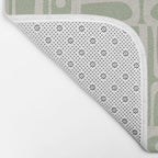 Mid Century Modern Piquet Geometric Multi Abstract Minimalist Pattern in Sage Green and Beige Bath Mat Gallery Image 2
