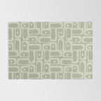 Mid Century Modern Piquet Geometric Multi Abstract Minimalist Pattern in Sage Green and Beige Rug Gallery Image 2